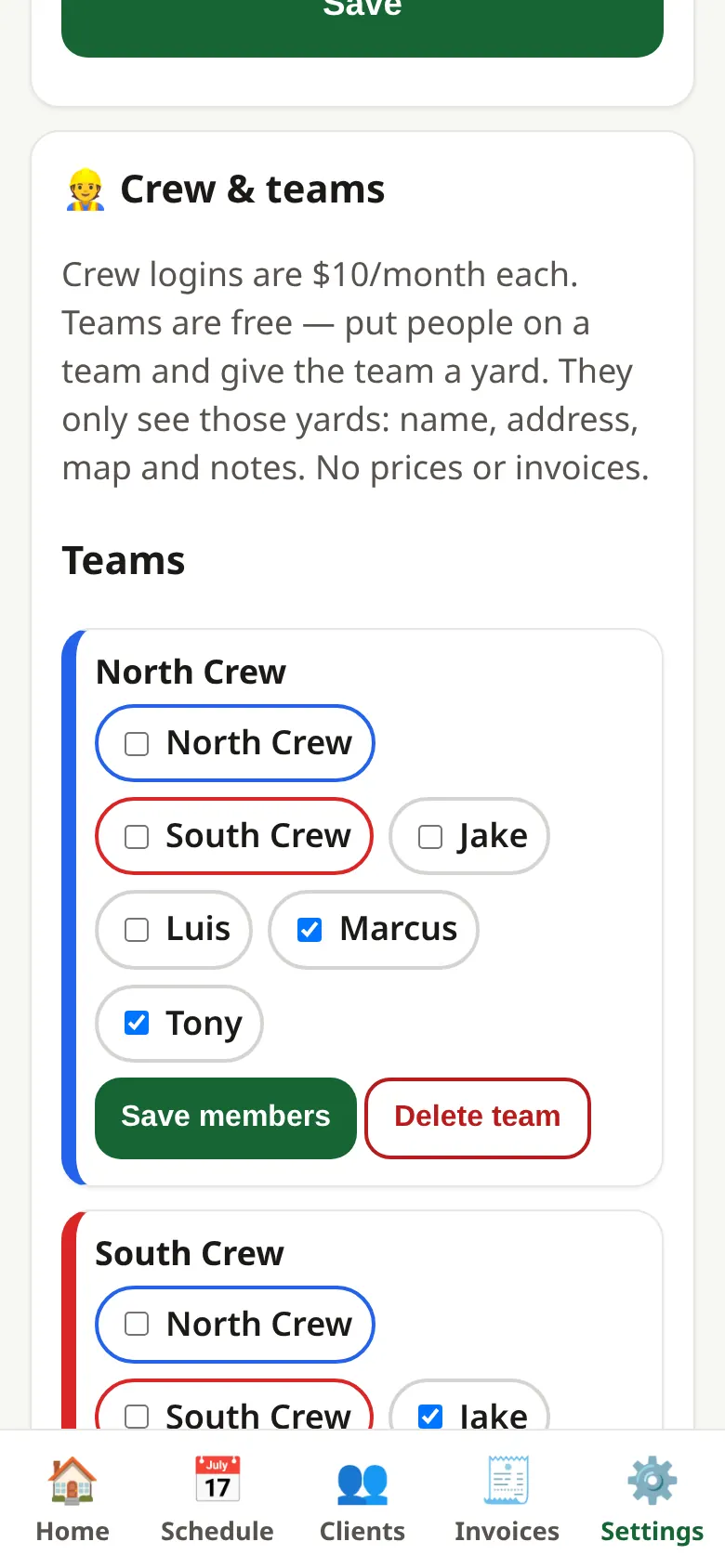 4. Add crew members & make a team