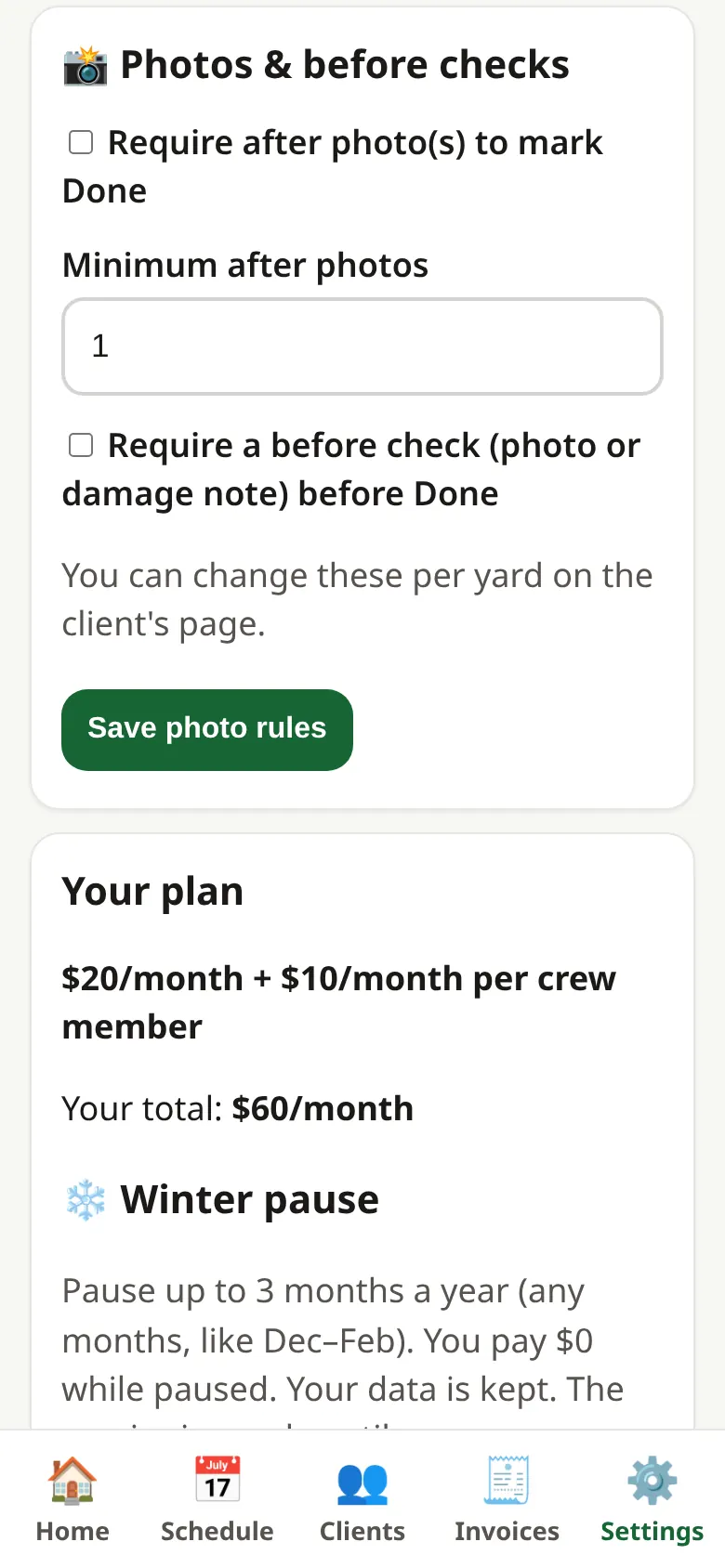 📸 Required photos & before-checks