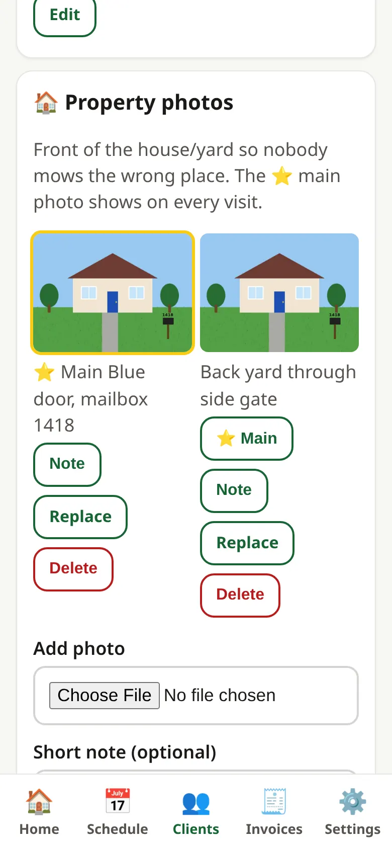 2. Add a client & a property photo