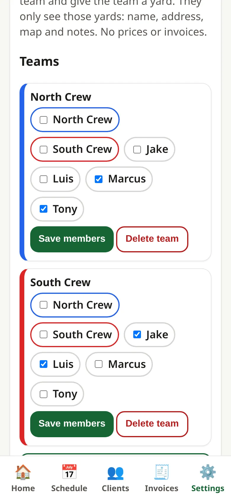 4. Add crew members & make a team